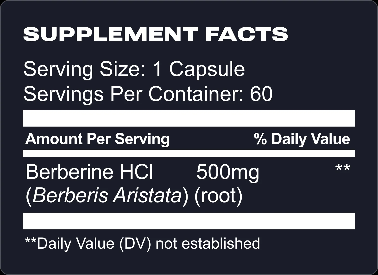 Berberine 500 Supplement Facts