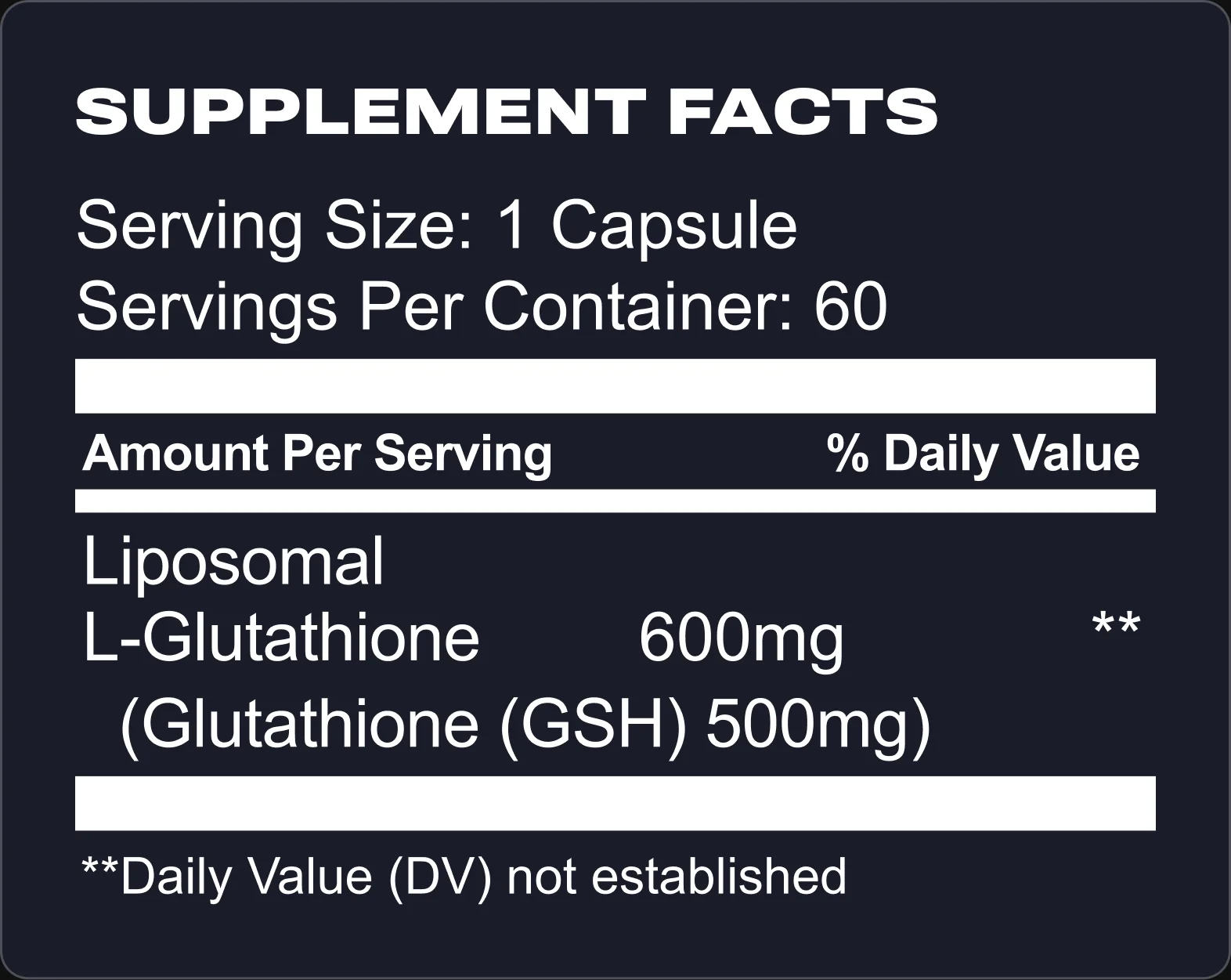 Liposomal Glutathione Supplement Facts
