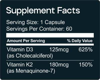 Vitamin D3 + K2 Supplement Facts